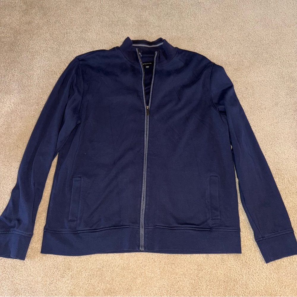 Men’s Structure Navy Blue Full Zip Sweater